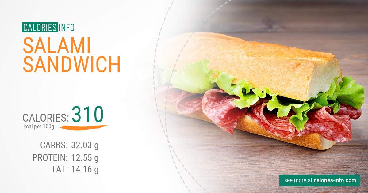 Salami sandwich - caloies, wieght