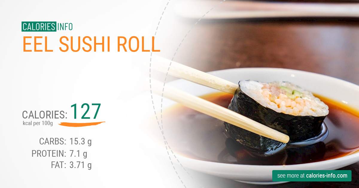 Eel sushi roll - caloies, wieght