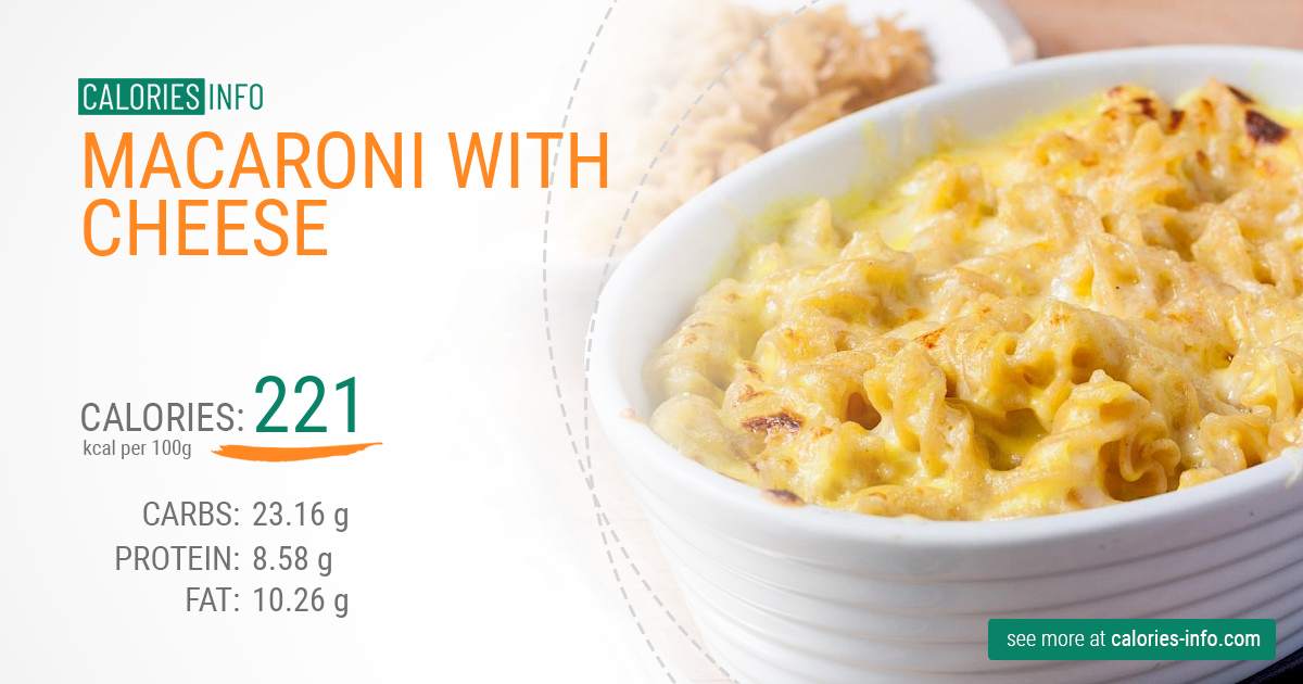 Macaroni with cheese - caloies, wieght