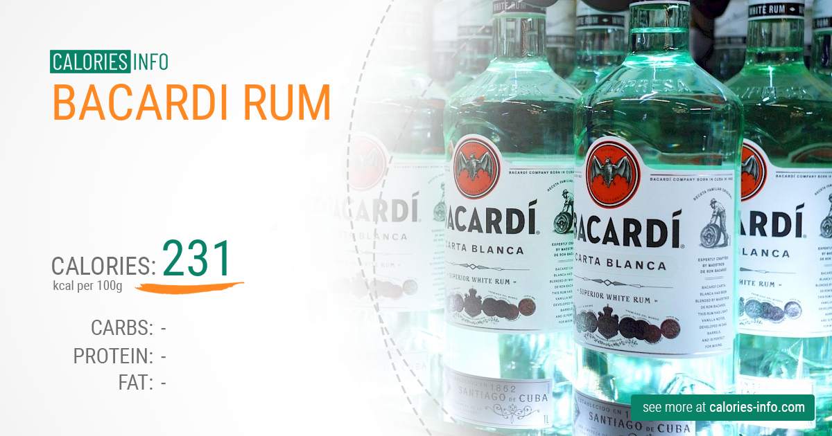 Bacardi rum - caloies, wieght