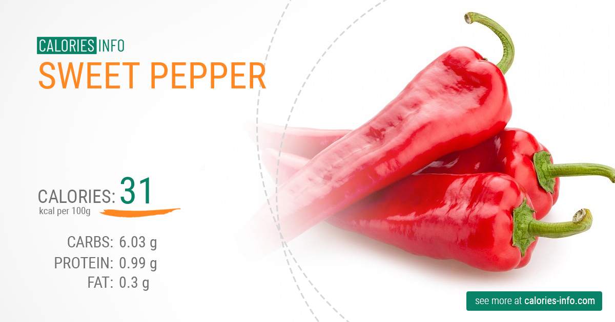 Sweet pepper - caloies, wieght