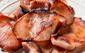 Fried canadian bacon - calories, nutrition, weight