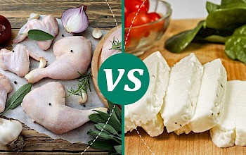 halloumi vs chicken - calories, nutrition, weight