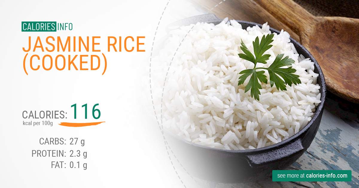 Jasmine rice (cooked) - caloies, wieght