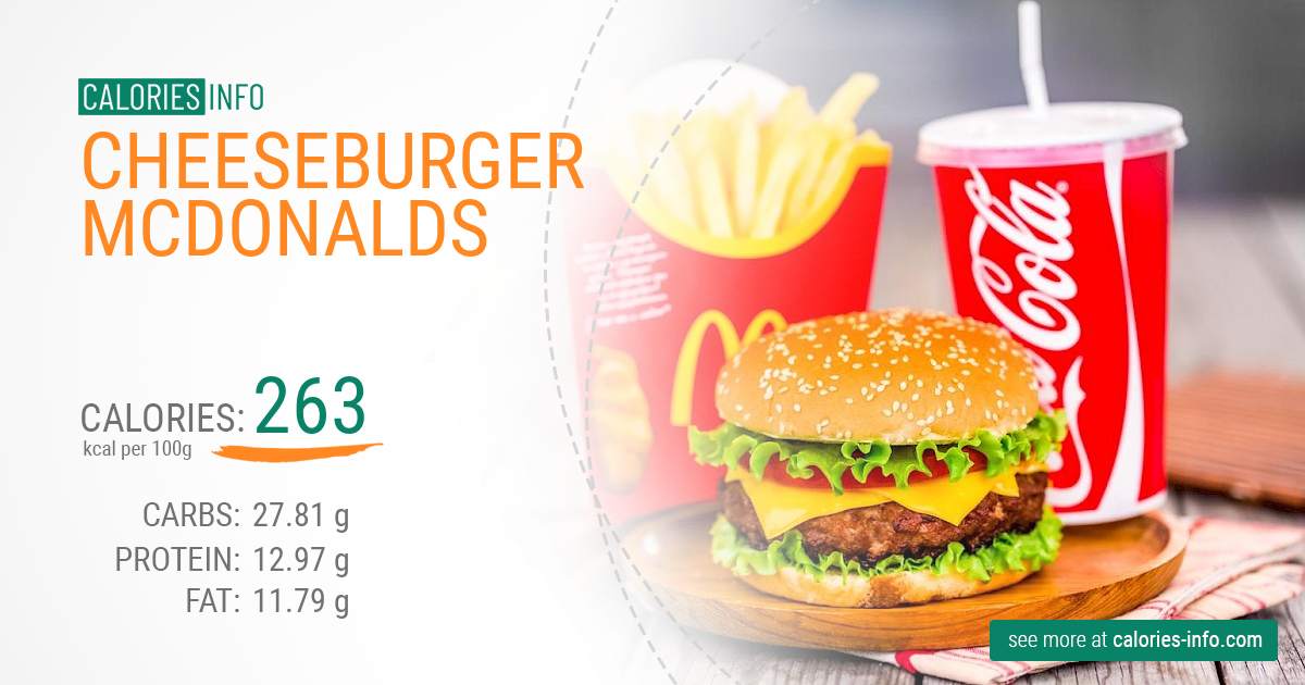 Cheeseburger McDonalds - caloies, wieght